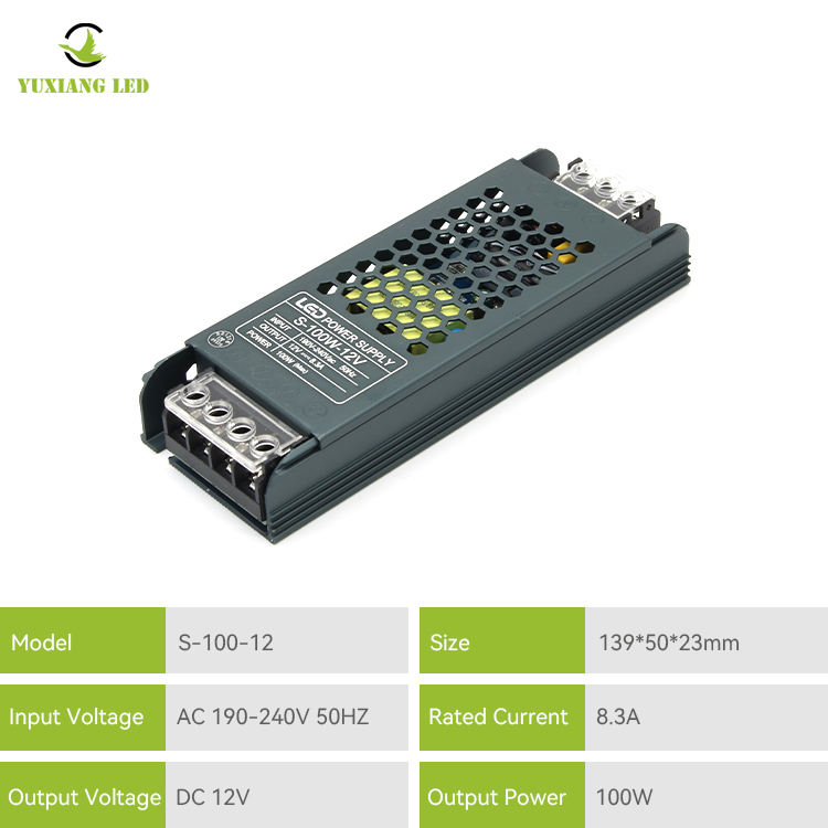 Alimentation d'éclairage linéaire LED élégante 12 V 100 W