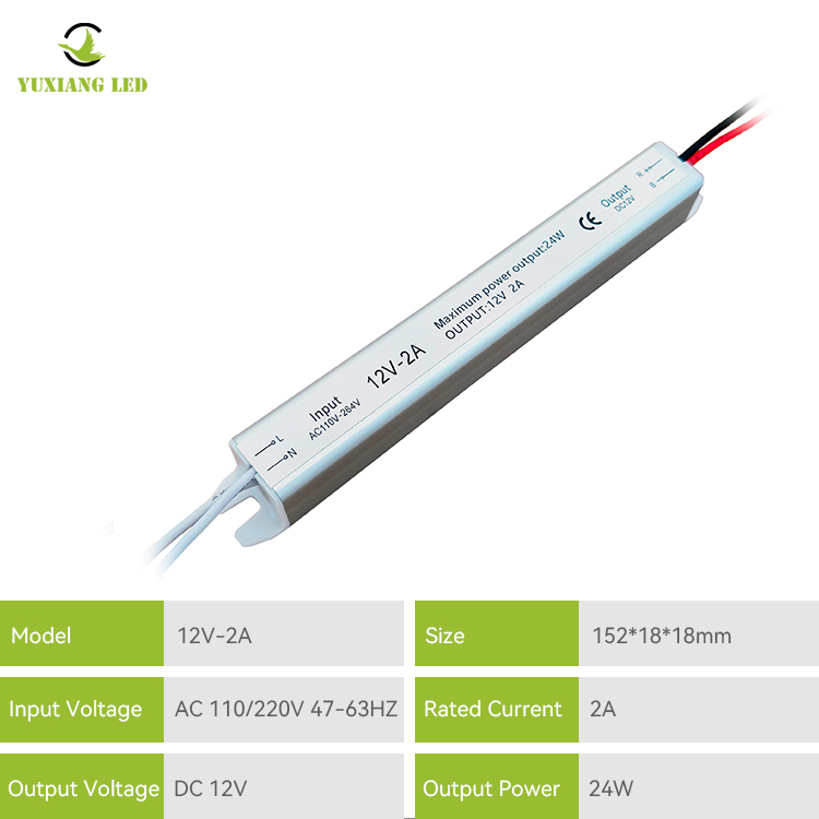 Alimentation LED Ultra mince argentée Ultra étroite et ultra mince de 12V 2A 24W
