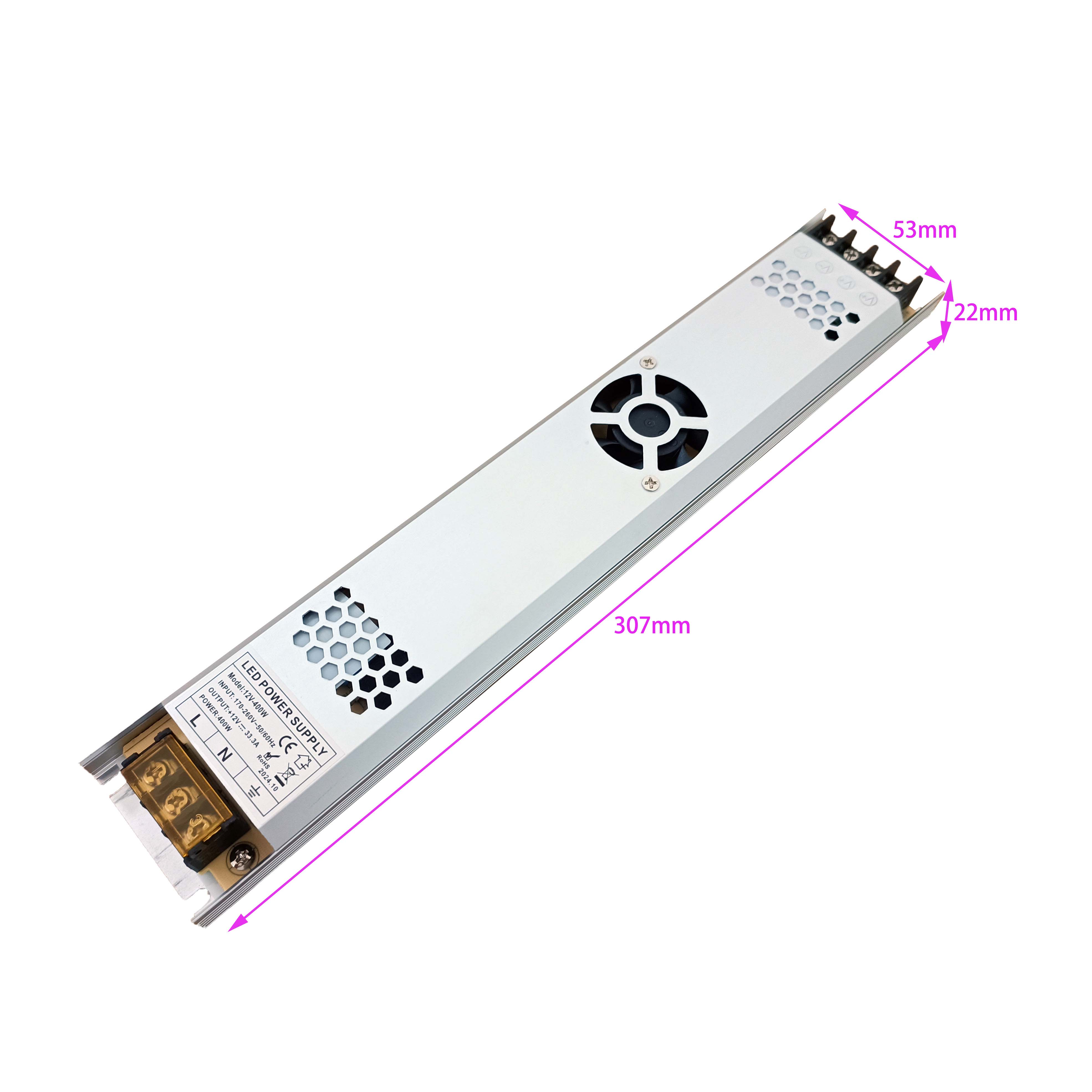 Alimentation pour caisson lumineux LED ultra fin DC 12 V 400 W.