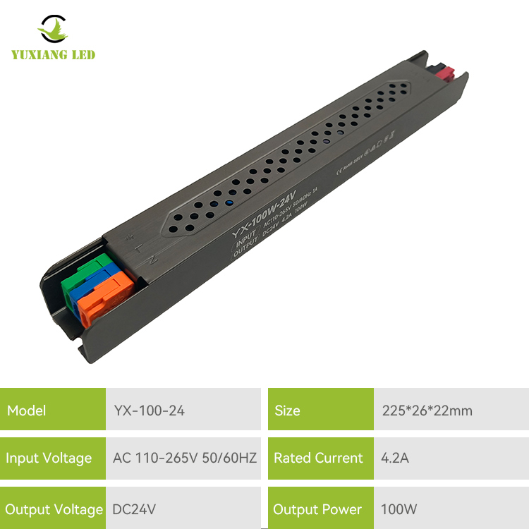 Alimentation électrique linéaire ultra-fine LED 24 V 100 W, semi-remplie de colle