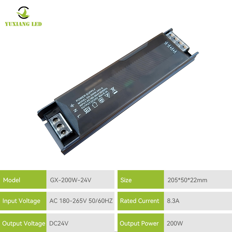 Alimentation à découpage LED mince semi-remplie à tension constante 24V200W