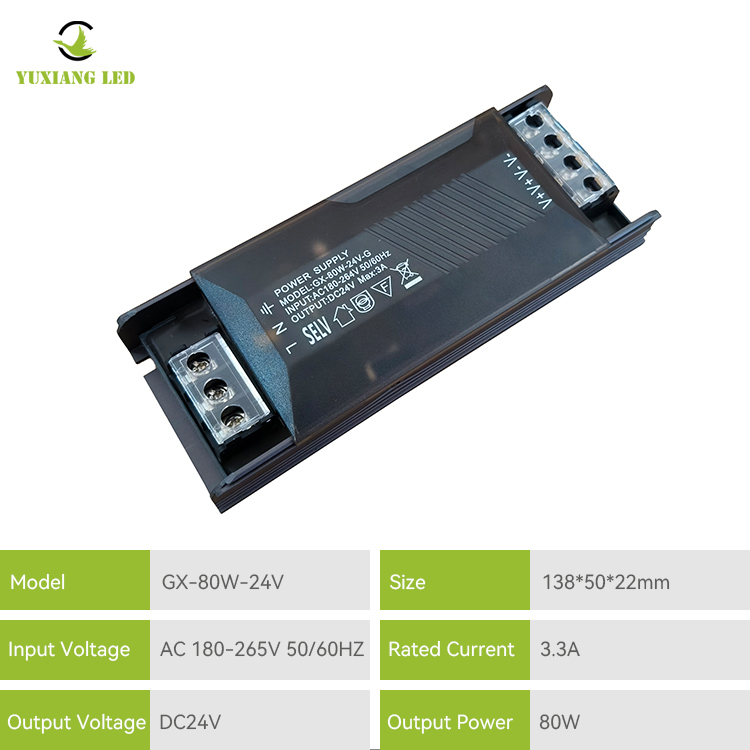 Alimentation à découpage LED mince semi-remplie à tension constante 24V80W