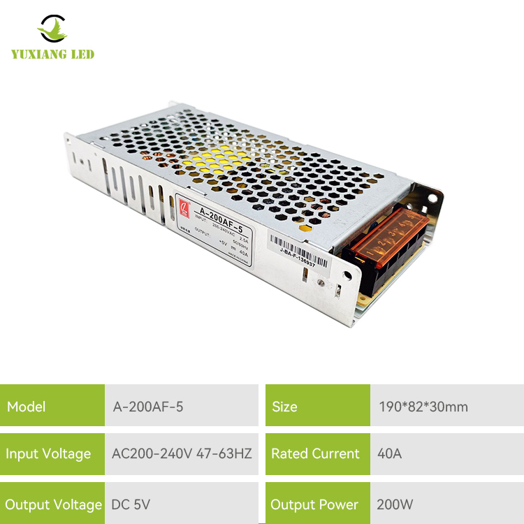 Alimentation d'énergie d'écran d'affichage mené par CZCL de 5V 40A 200W A-200AF-5