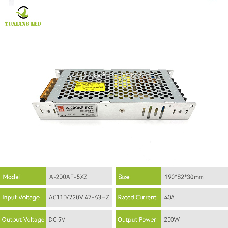 5V 40A 200W CZCL a mené l'alimentation d'énergie d'écran d'affichage A-200AF-5XZ