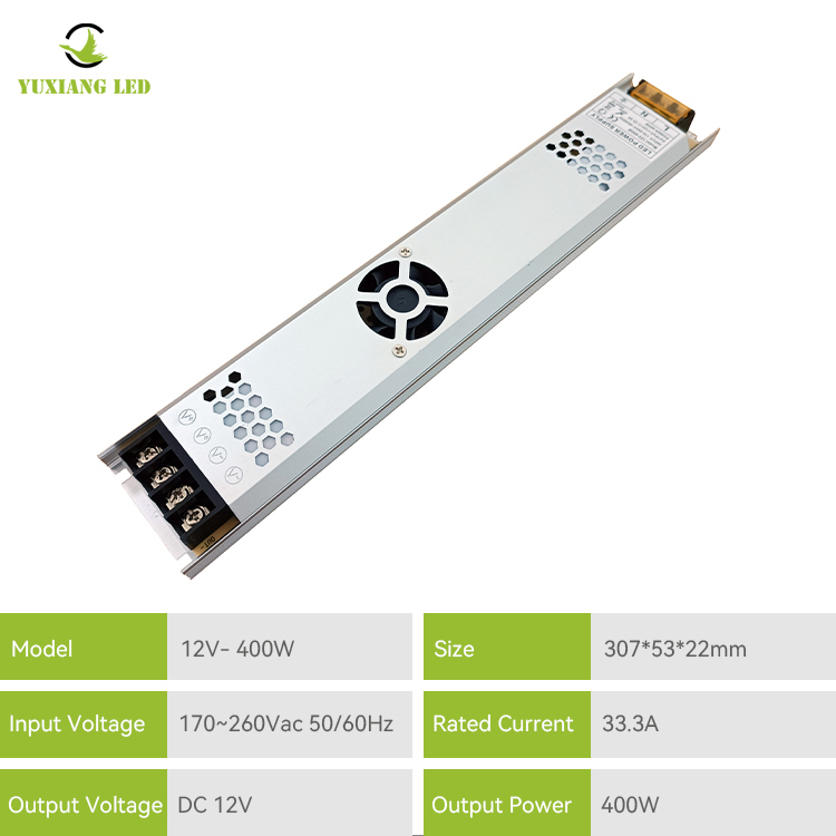 Alimentation LED ultra fine DC 12 V 400 W.