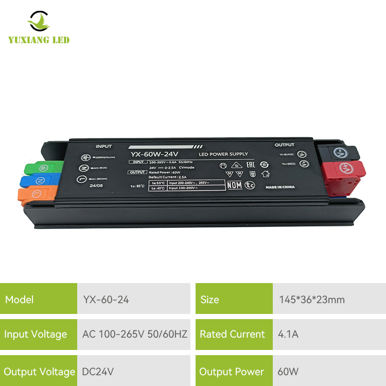 Alimentation d'éclairage linéaire LED 24 V 60 W